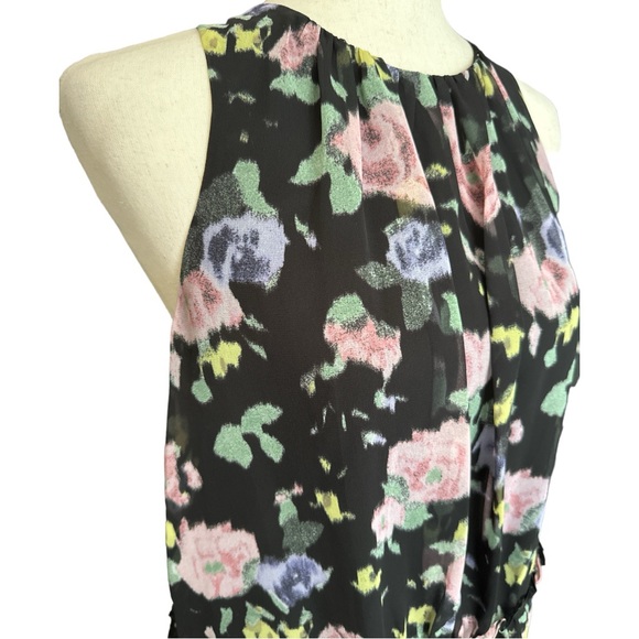 Likely Black Floral Print Chiffon Ruffled Dress Size 2 - Picture 7 of 10